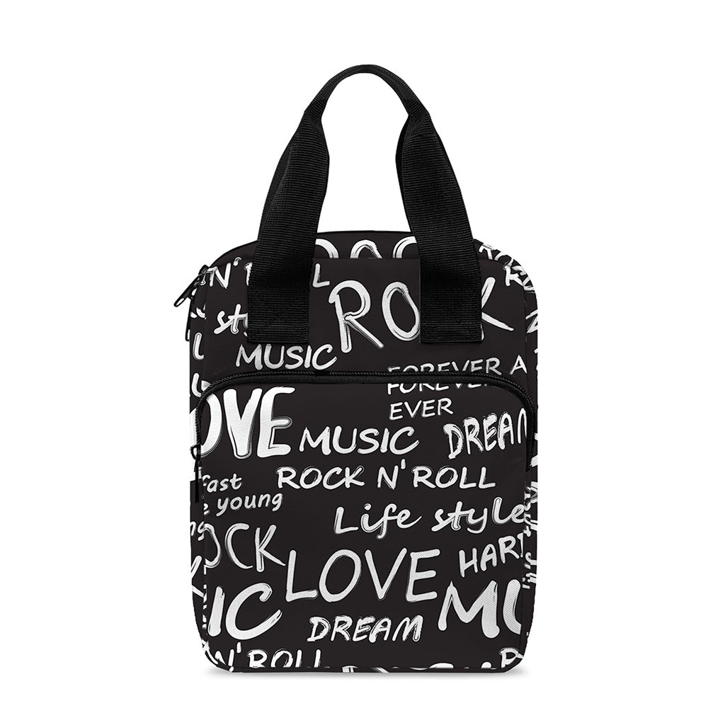 Black And White Rock And Roll Print Bible Tote Bag