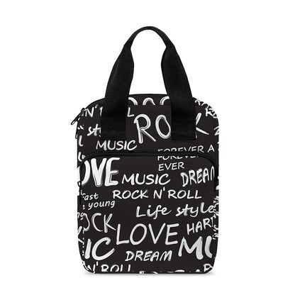 Black And White Rock And Roll Print Bible Tote Bag