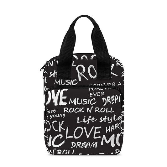 Black And White Rock And Roll Print Bible Tote Bag