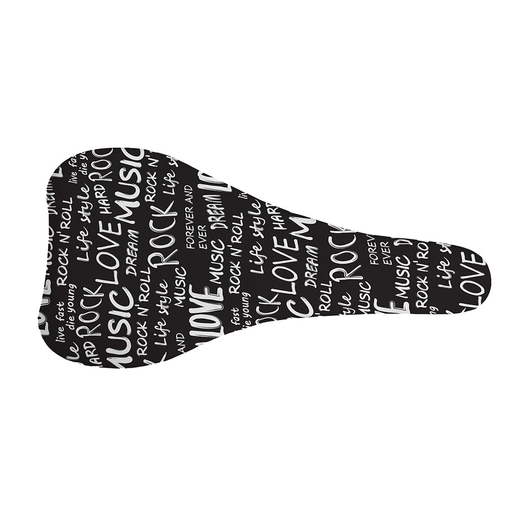 Black And White Rock And Roll Print Bicycle Seat Cover