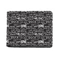 Black And White Rock And Roll Print Bifold Wallet