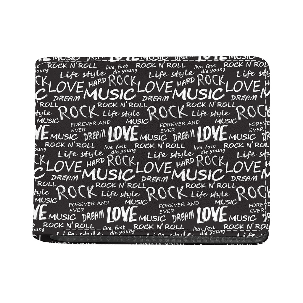 Black And White Rock And Roll Print Bifold Wallet