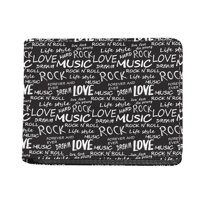 Black And White Rock And Roll Print Bifold Wallet