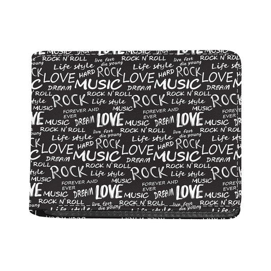 Black And White Rock And Roll Print Bifold Wallet