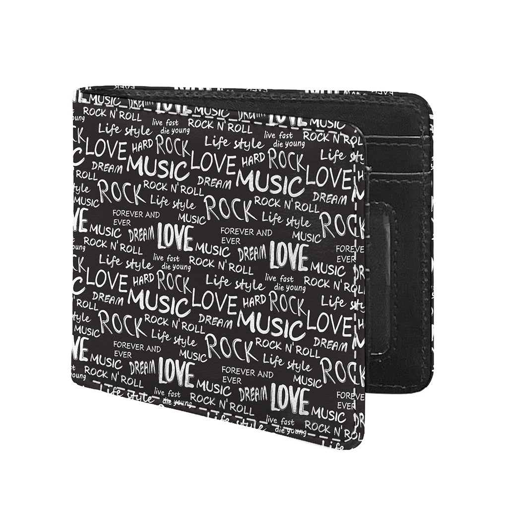 Black And White Rock And Roll Print Bifold Wallet