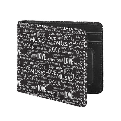 Black And White Rock And Roll Print Bifold Wallet