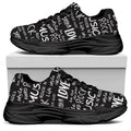Black And White Rock And Roll Print Black Chunky Shoes