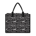 Black And White Rock And Roll Print Canvas Tote Bag
