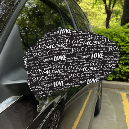 Black And White Rock And Roll Print Car Side Mirror Covers