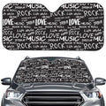 Black And White Rock And Roll Print Car Windshield Sun Shade
