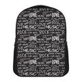 Black And White Rock And Roll Print Casual Backpack