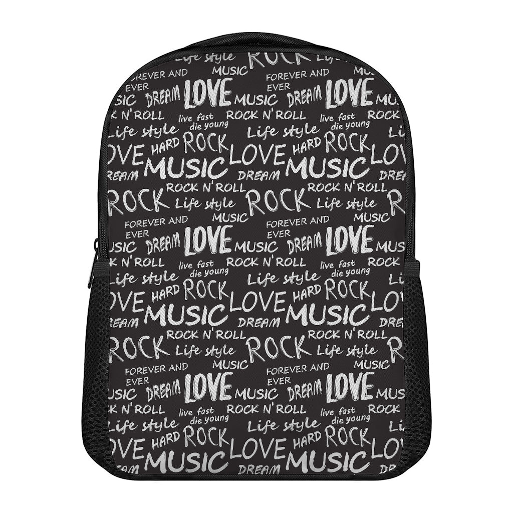 Black And White Rock And Roll Print Casual Backpack