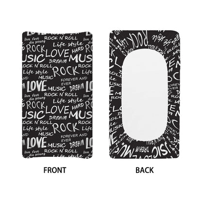 Black And White Rock And Roll Print Changing Pad Cover