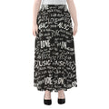 Black And White Rock And Roll Print Chiffon Maxi Skirt