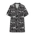 Black And White Rock And Roll Print Cotton Hawaiian Shirt