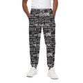 Black And White Rock And Roll Print Cotton Sweatpants