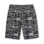 Black And White Rock And Roll Print Cotton Shorts