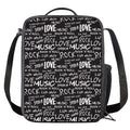 Black And White Rock And Roll Print Crossbody Lunch Bag