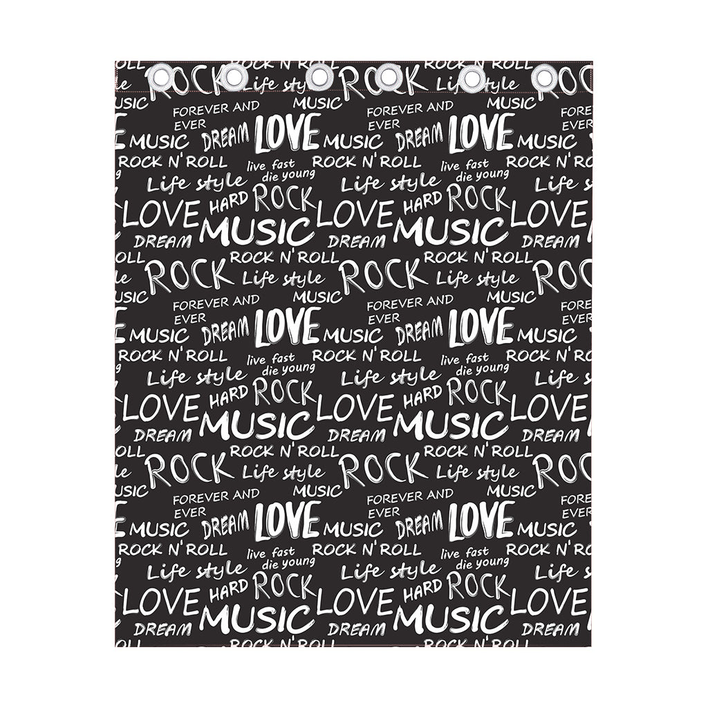 Black And White Rock And Roll Print Curtain