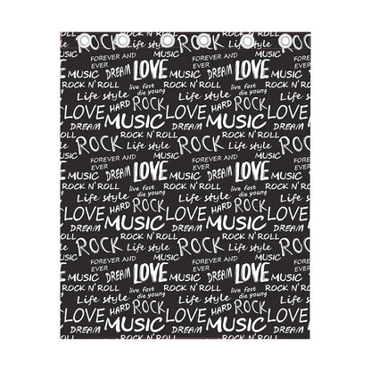 Black And White Rock And Roll Print Curtain