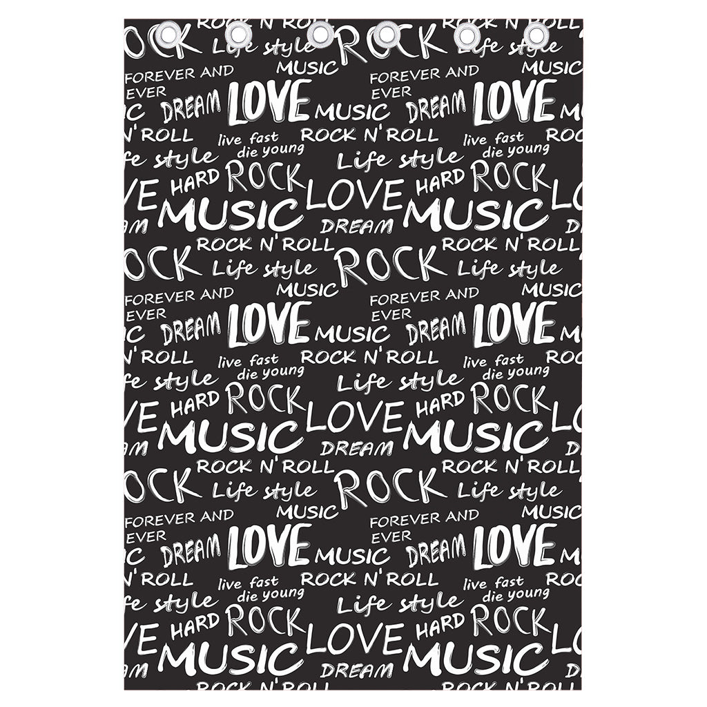 Black And White Rock And Roll Print Curtain