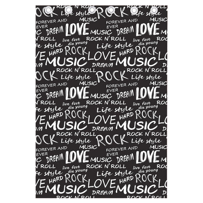 Black And White Rock And Roll Print Curtain
