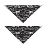 Black And White Rock And Roll Print Dog Bandana