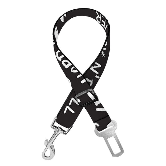 Black And White Rock And Roll Print Dog Seat Belt