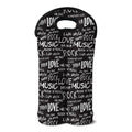 Black And White Rock And Roll Print Double Neoprene Wine Tote