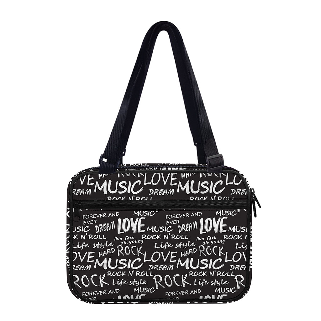 Black And White Rock And Roll Print Double Strap Bible Bag