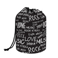 Black And White Rock And Roll Print Drawstring Makeup Bag