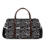 Black And White Rock And Roll Print Duffle Bag