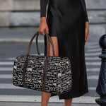Black And White Rock And Roll Print Duffle Bag