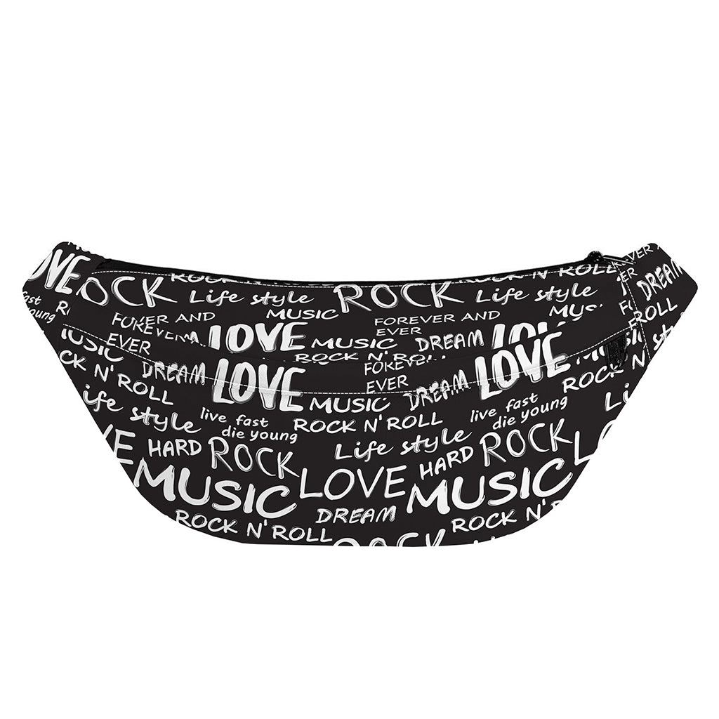 Black And White Rock And Roll Print Fanny Pack