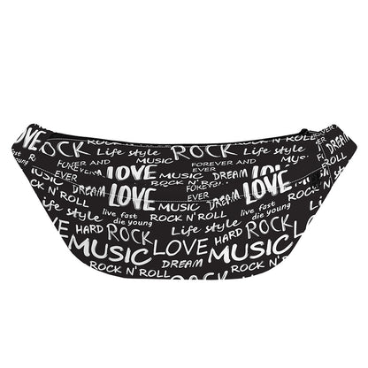 Black And White Rock And Roll Print Fanny Pack