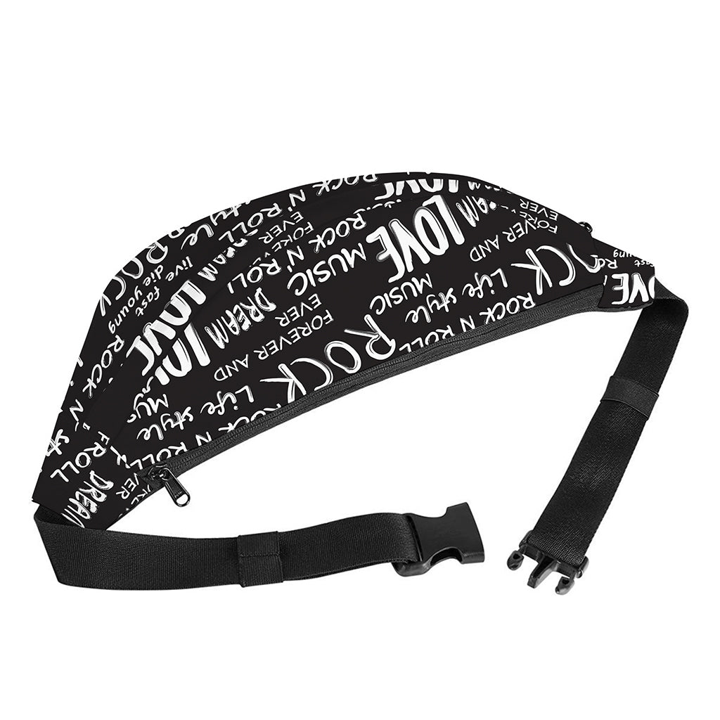 Black And White Rock And Roll Print Fanny Pack