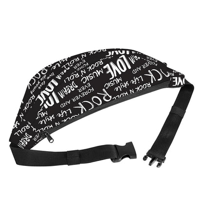 Black And White Rock And Roll Print Fanny Pack