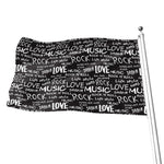 Black And White Rock And Roll Print Flag