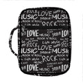 Black And White Rock And Roll Print Front Pocket Bible Bag