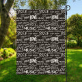 Black And White Rock And Roll Print Garden Flag