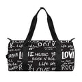Black And White Rock And Roll Print Gym Bag