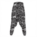Black And White Rock And Roll Print Hammer Pants