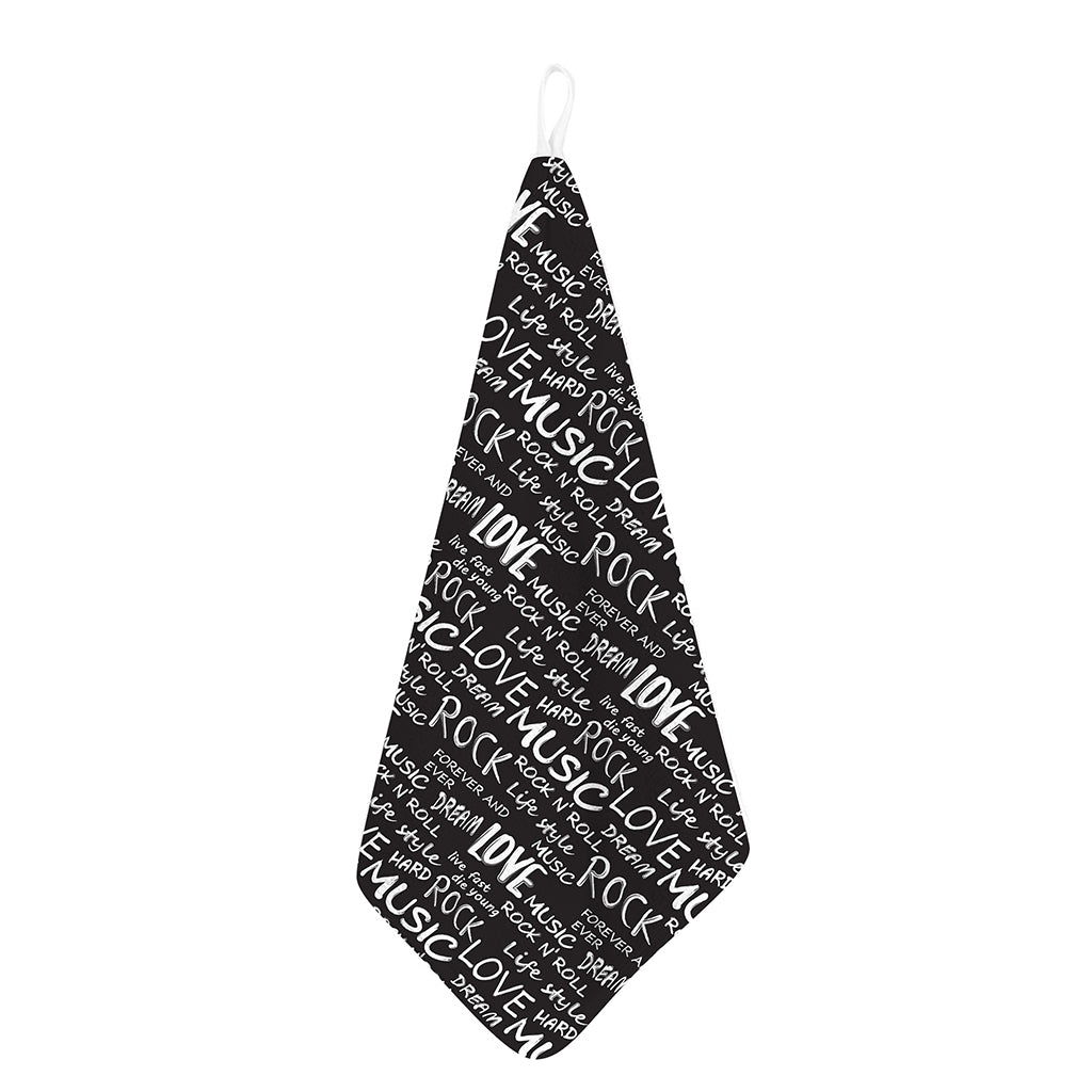 Black And White Rock And Roll Print Hand Towel
