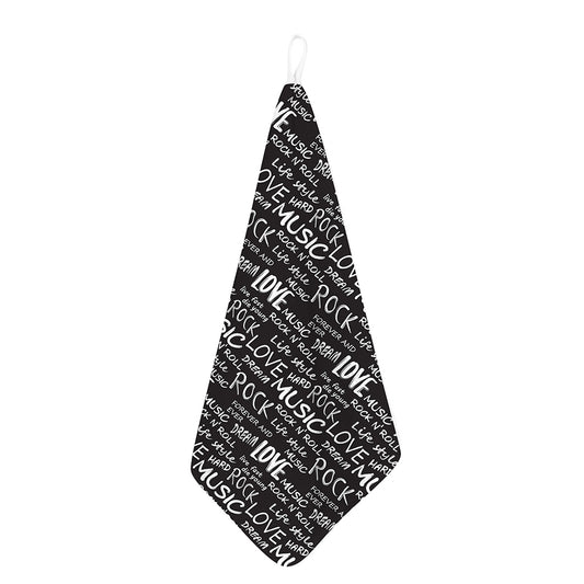 Black And White Rock And Roll Print Hand Towel