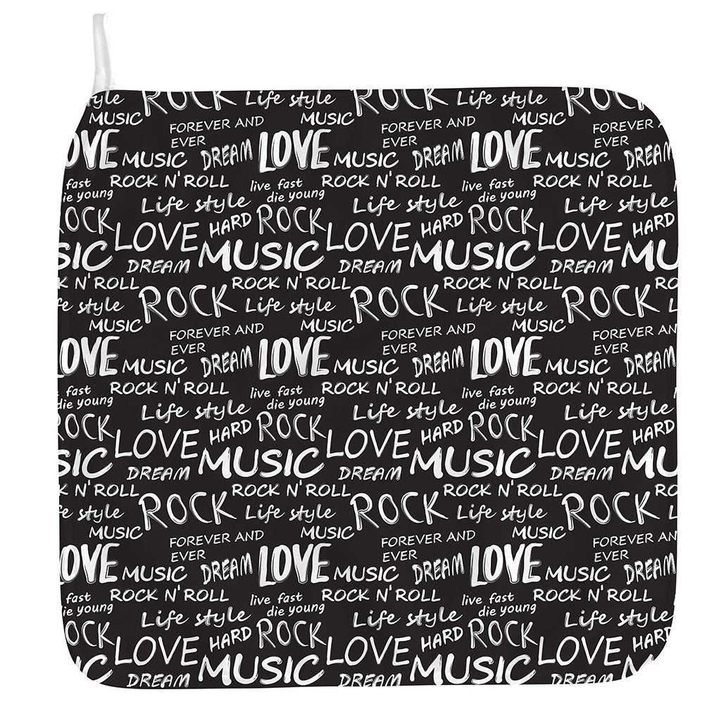 Black And White Rock And Roll Print Hand Towel