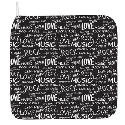 Black And White Rock And Roll Print Hand Towel