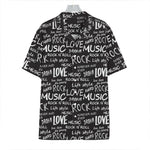 Black And White Rock And Roll Print Hawaiian Shirt