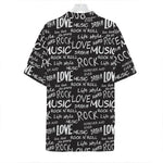Black And White Rock And Roll Print Hawaiian Shirt