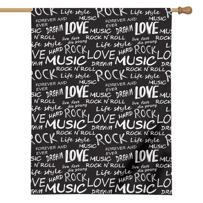Black And White Rock And Roll Print House Flag