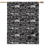 Black And White Rock And Roll Print House Flag